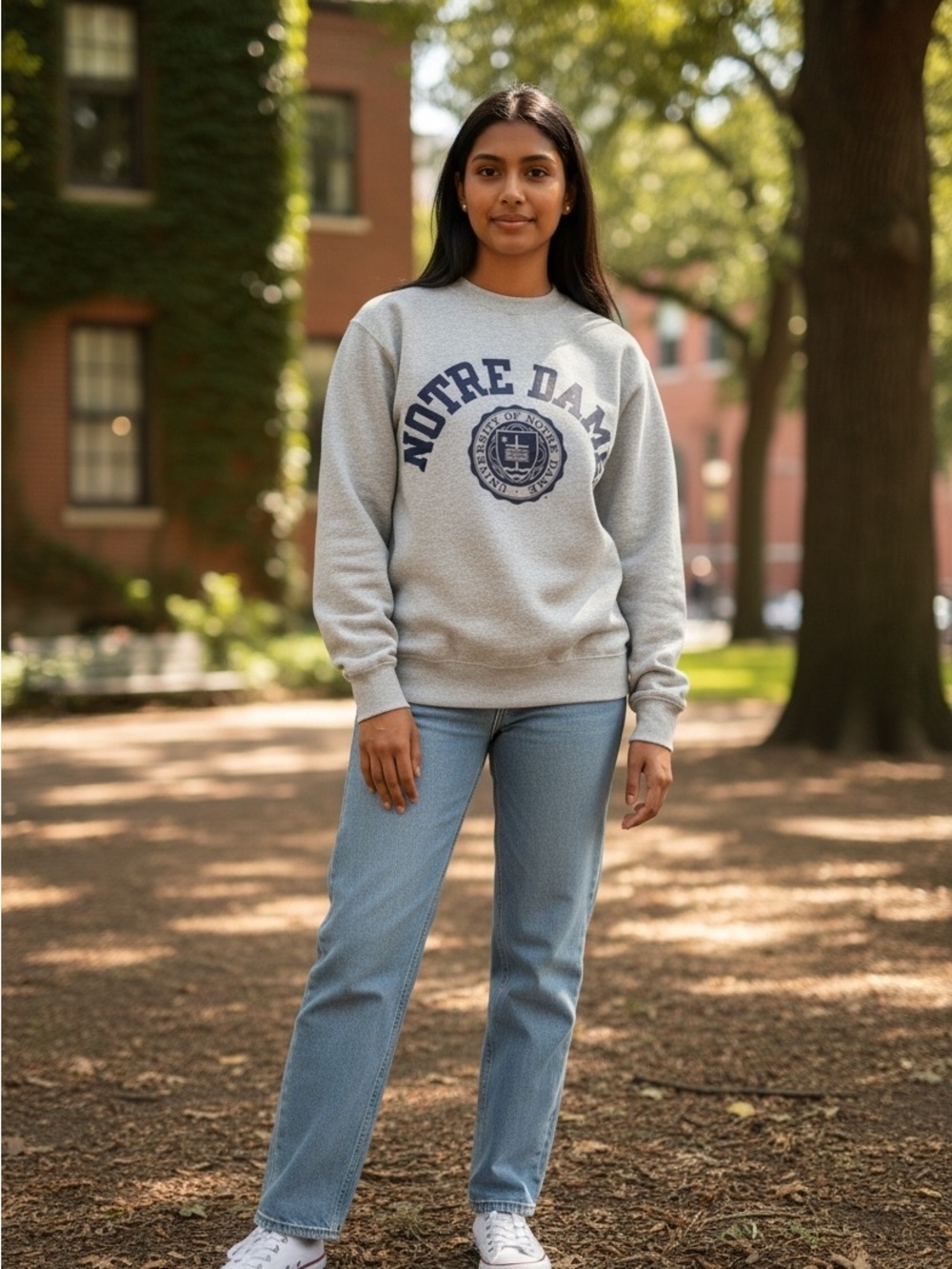 Champion Notre Dame Gray Crewneck Sweatshirt XS University Spellout Pullover